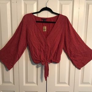 Polka Dot Bell Sleeve Crop Top